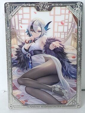 Arlecchino Genshin Bed Waifu Anime Trading Card SIlver Metal 4"x5.75"